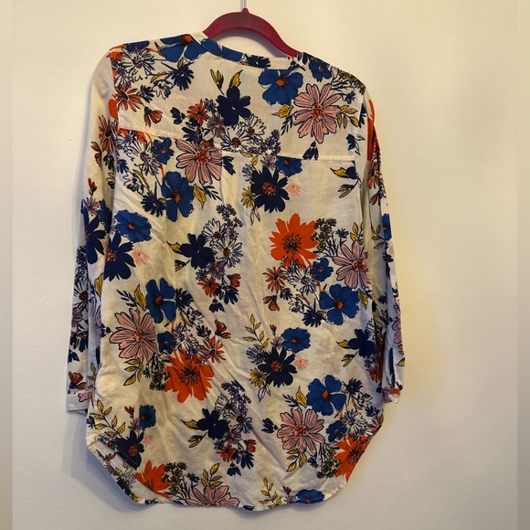 Old Navy Floral-Print Popover Tunic Shirt - Size Large - Picture 5 of 6